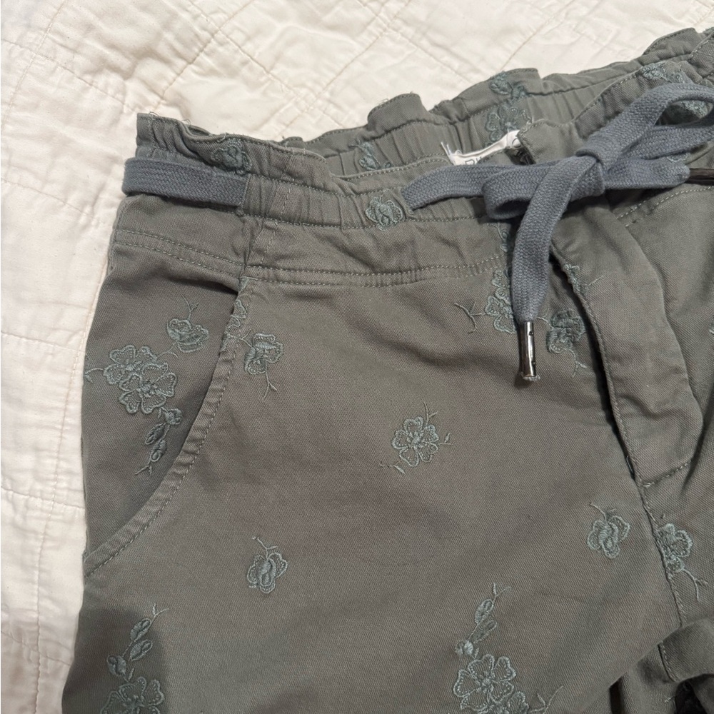 Pilcro Olive Embroidered Pants